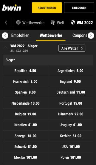 wm quoten bwin|Wetten & Quoten zur WM 2022 in Katar .